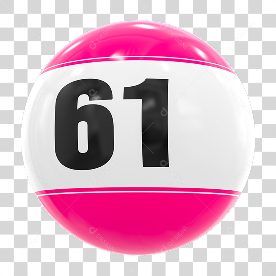 Bola de Bingo com Número 61 PNG Transparente