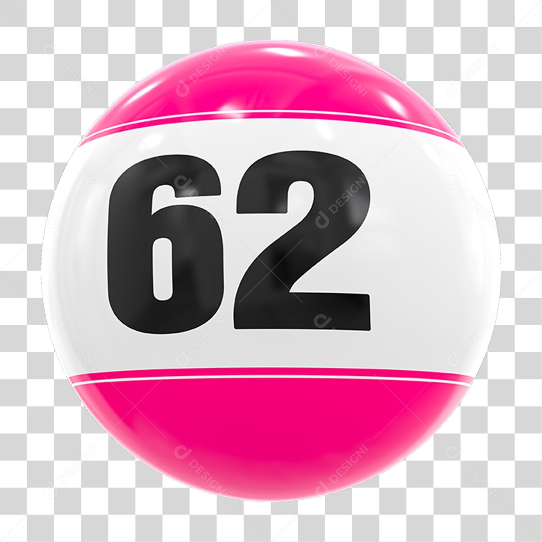 Bola de Bingo com Número 62 PNG Transparente