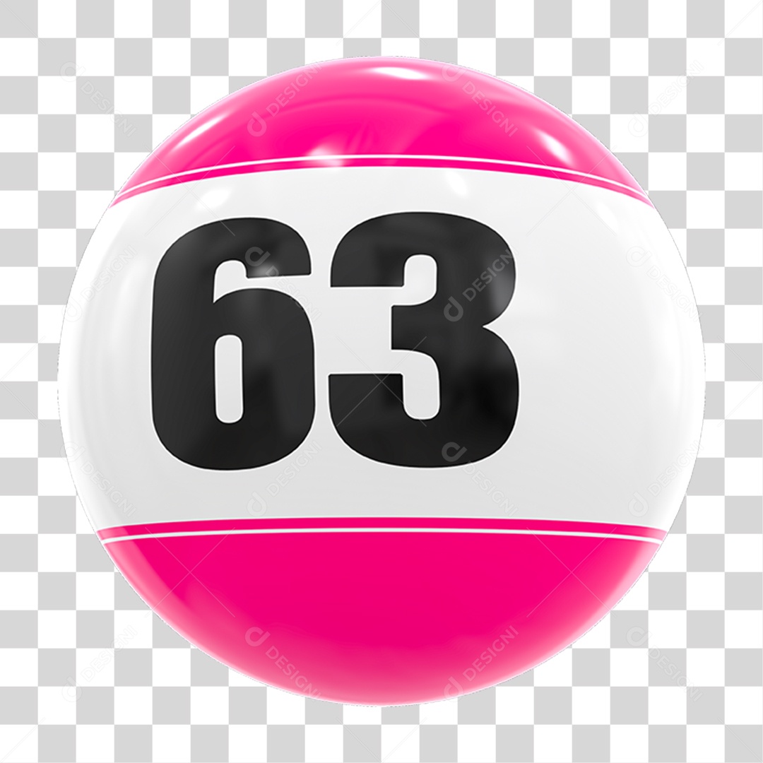 Bola de Bingo com Número 63 PNG Transparente