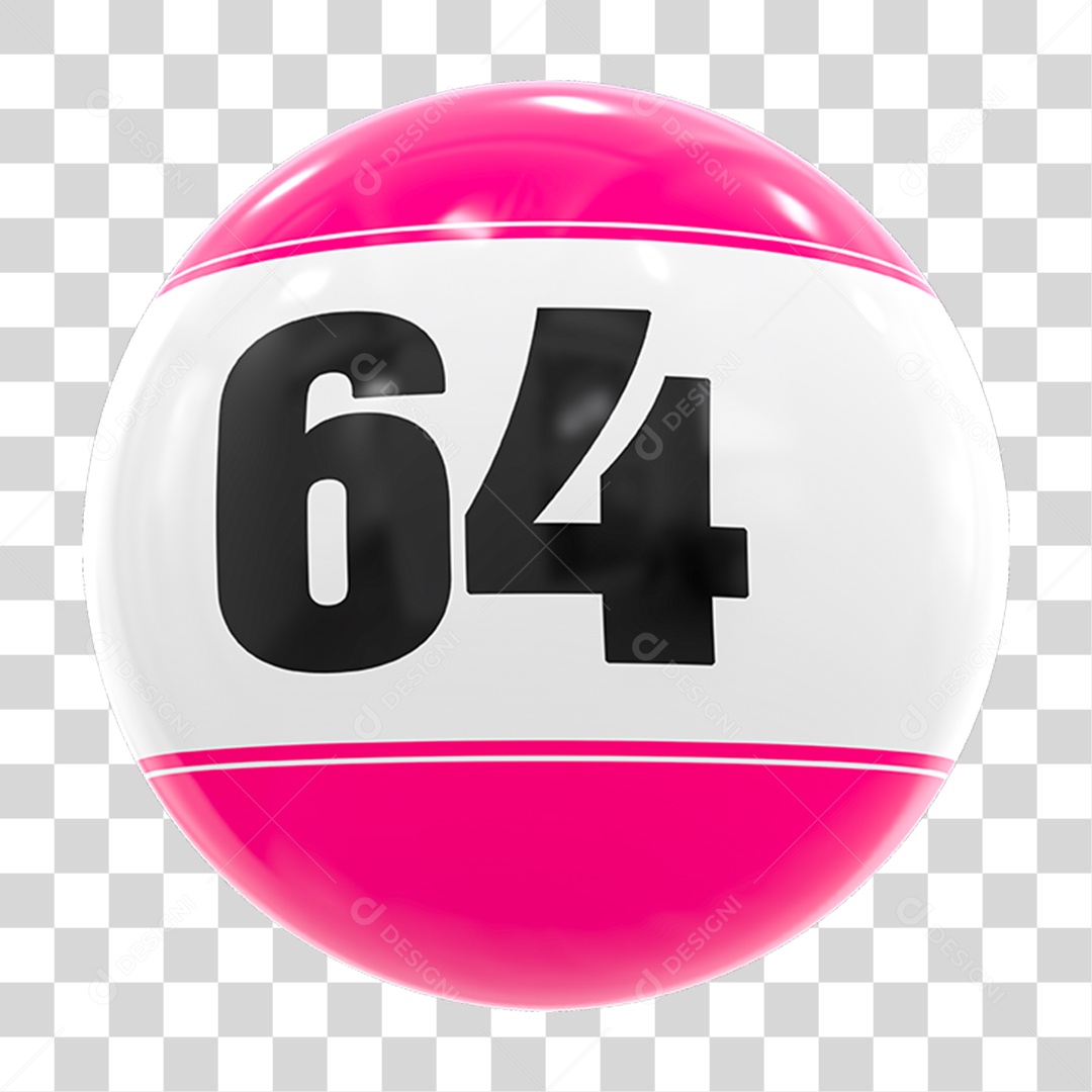 Bola de Bingo com Número 64 PNG Transparente