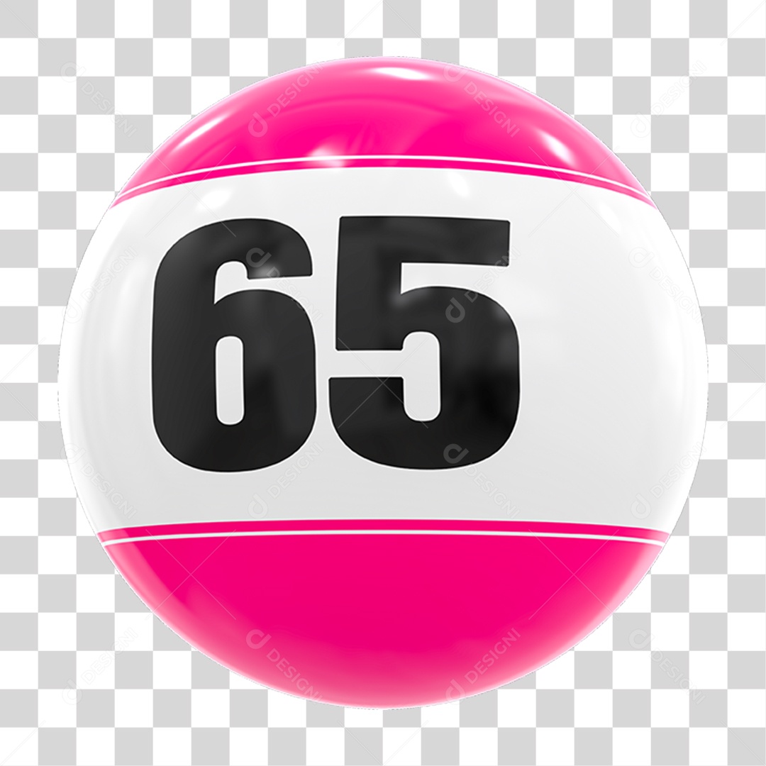 Bola de Bingo com Número 65 PNG Transparente