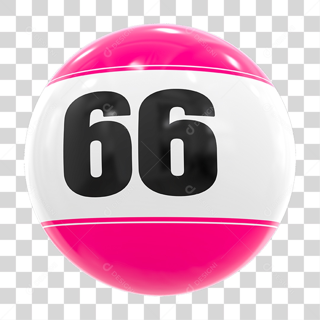 Bola de Bingo com Número 66 PNG Transparente