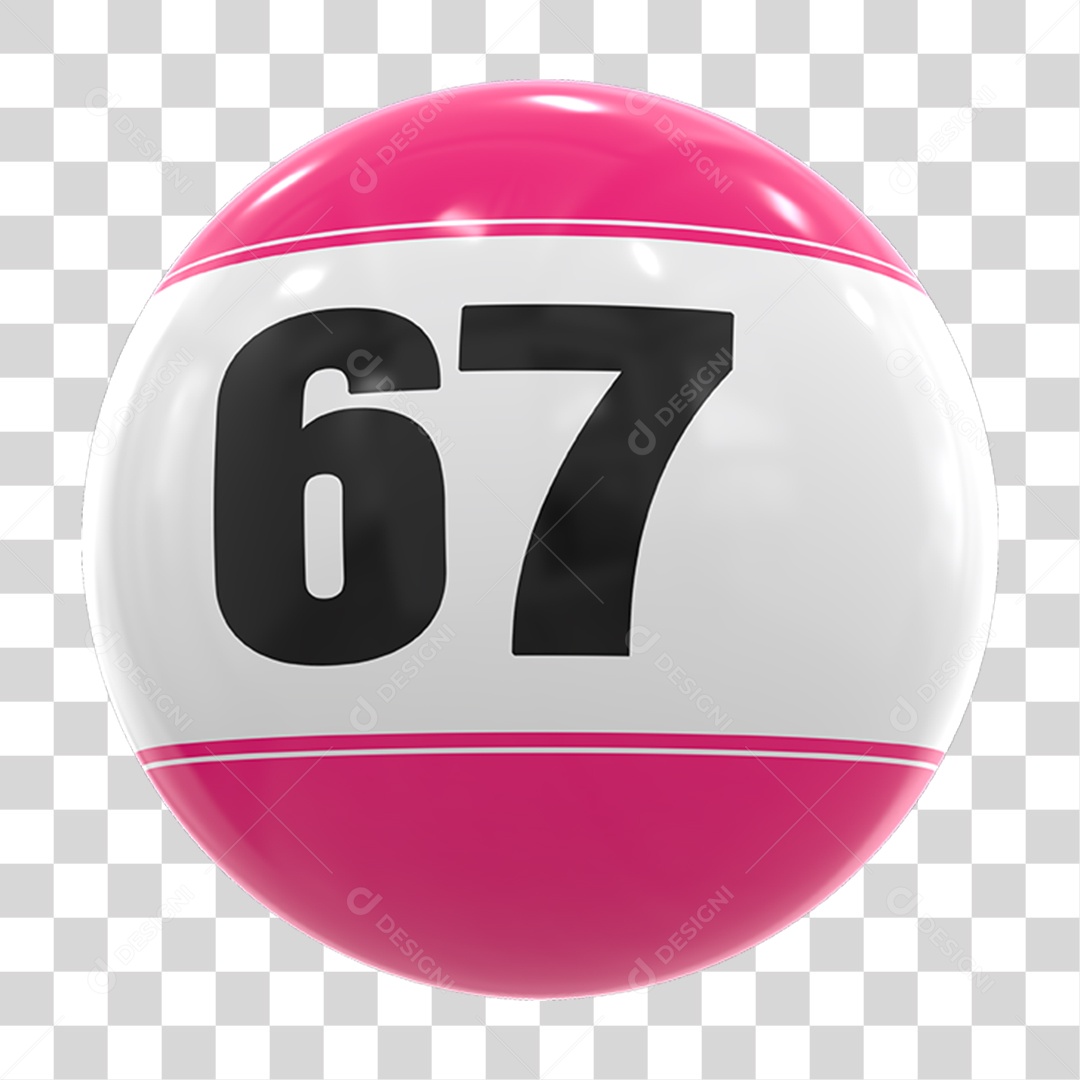 Bola de Bingo com Número 67 PNG Transparente