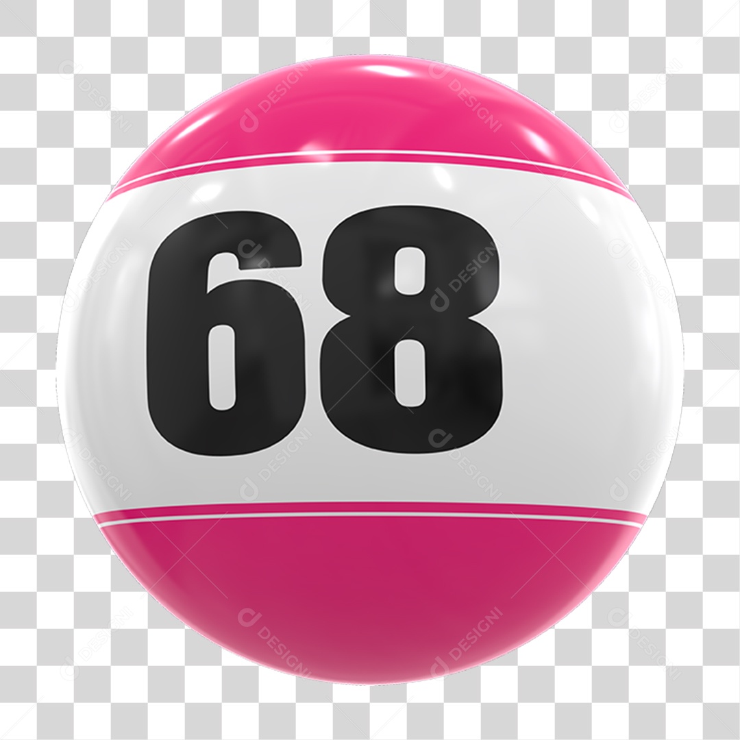 Bola de Bingo com Número 68 PNG Transparente