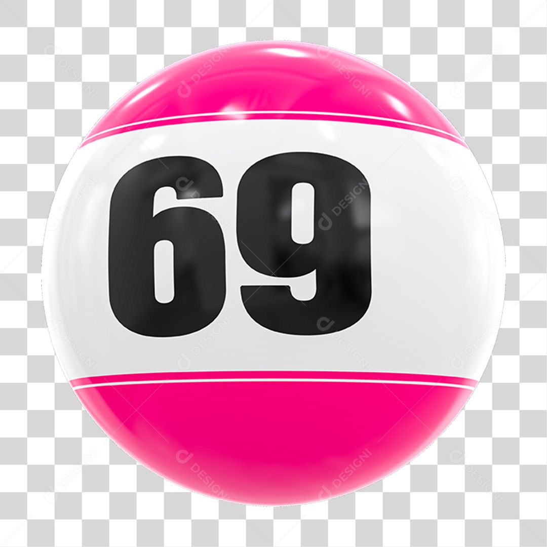 Bola de Bingo com Número 69 PNG Transparente