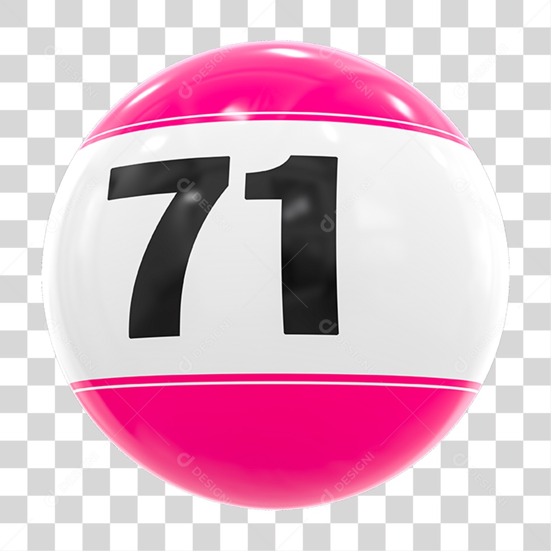 Bola de Bingo com Número 71 PNG Transparente