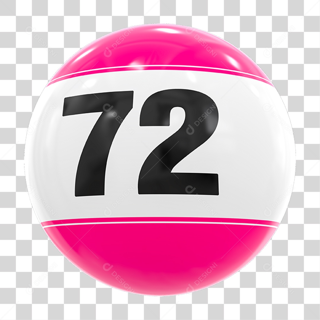 Bola de Bingo com Número 72 PNG Transparente