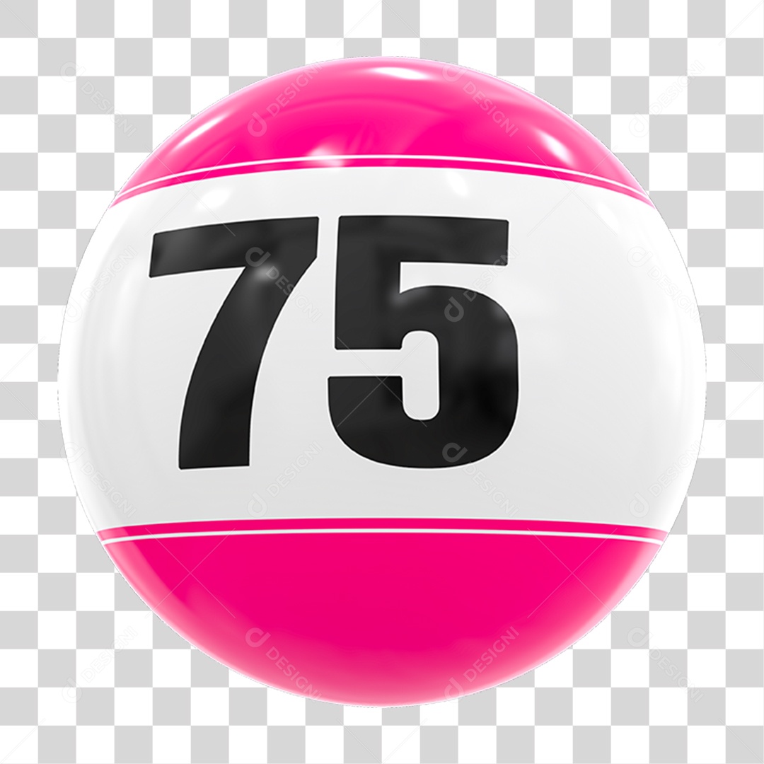 Bola de Bingo com Número 75 PNG Transparente