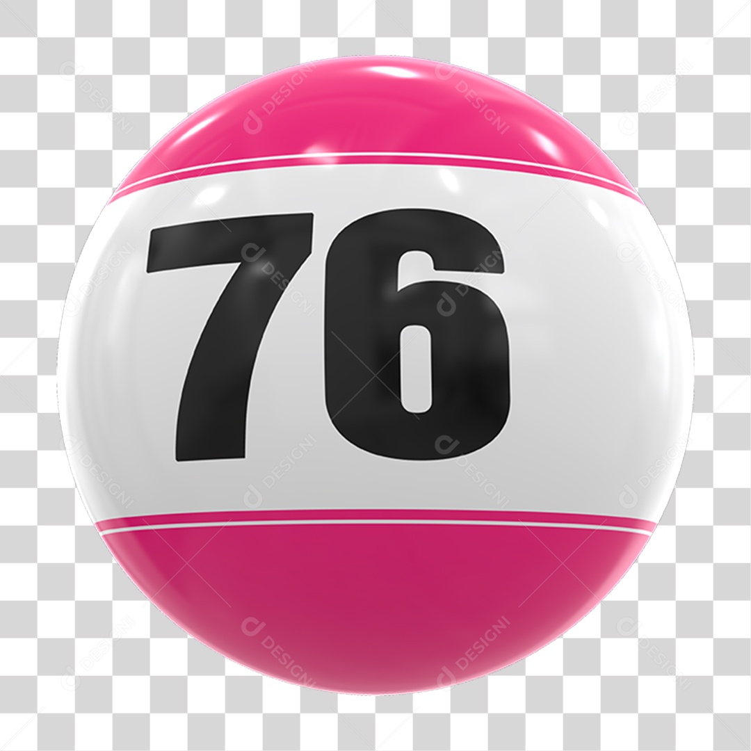 Bola de Bingo com Número 76 PNG Transparente