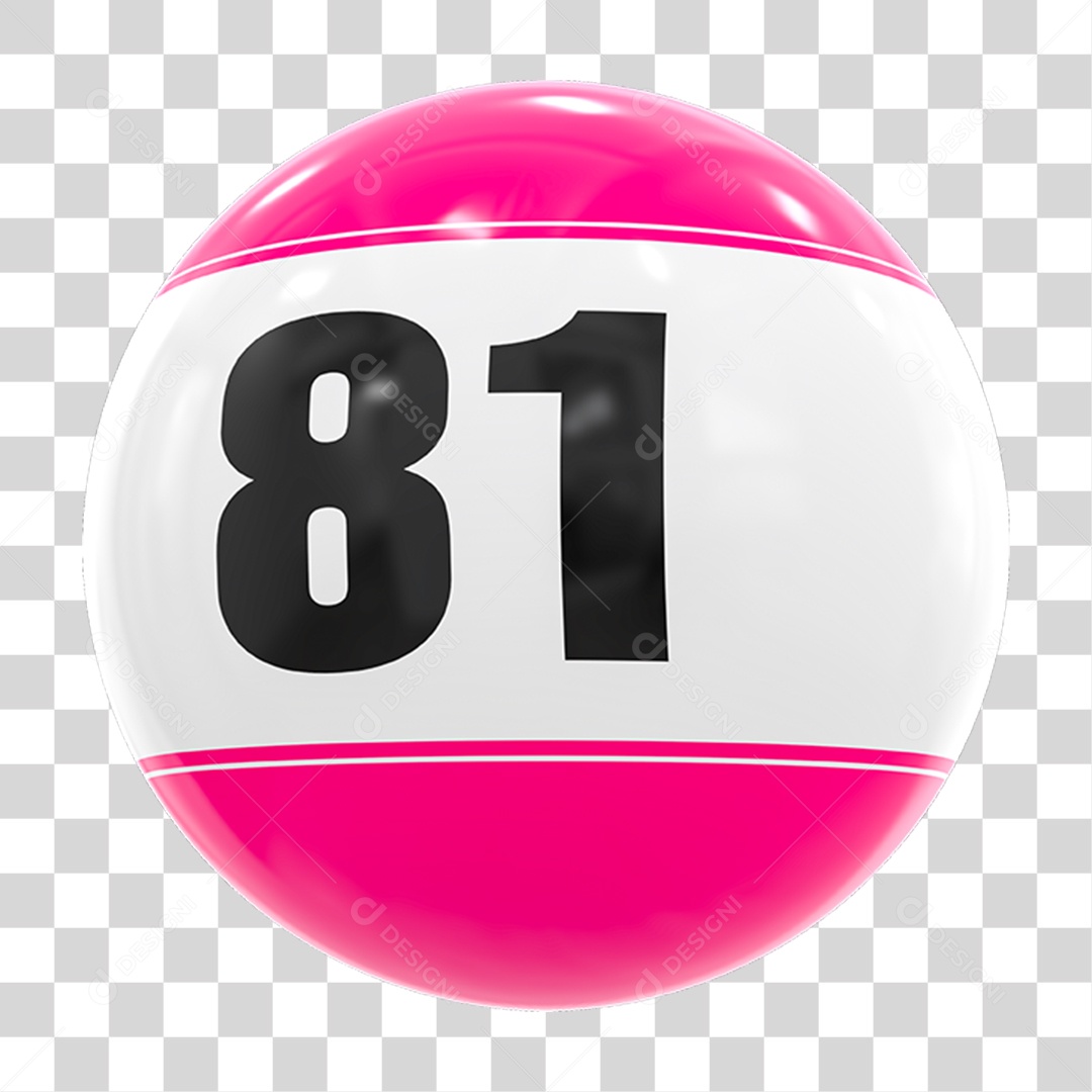 Bola de Bingo com Número 81 PNG Transparente