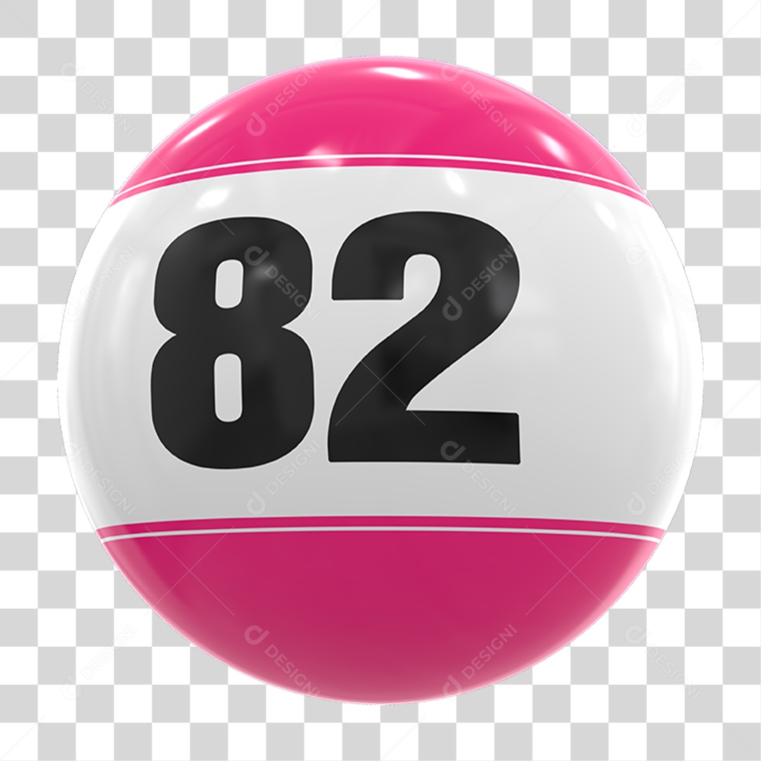 Bola de Bingo com Número 82 PNG Transparente