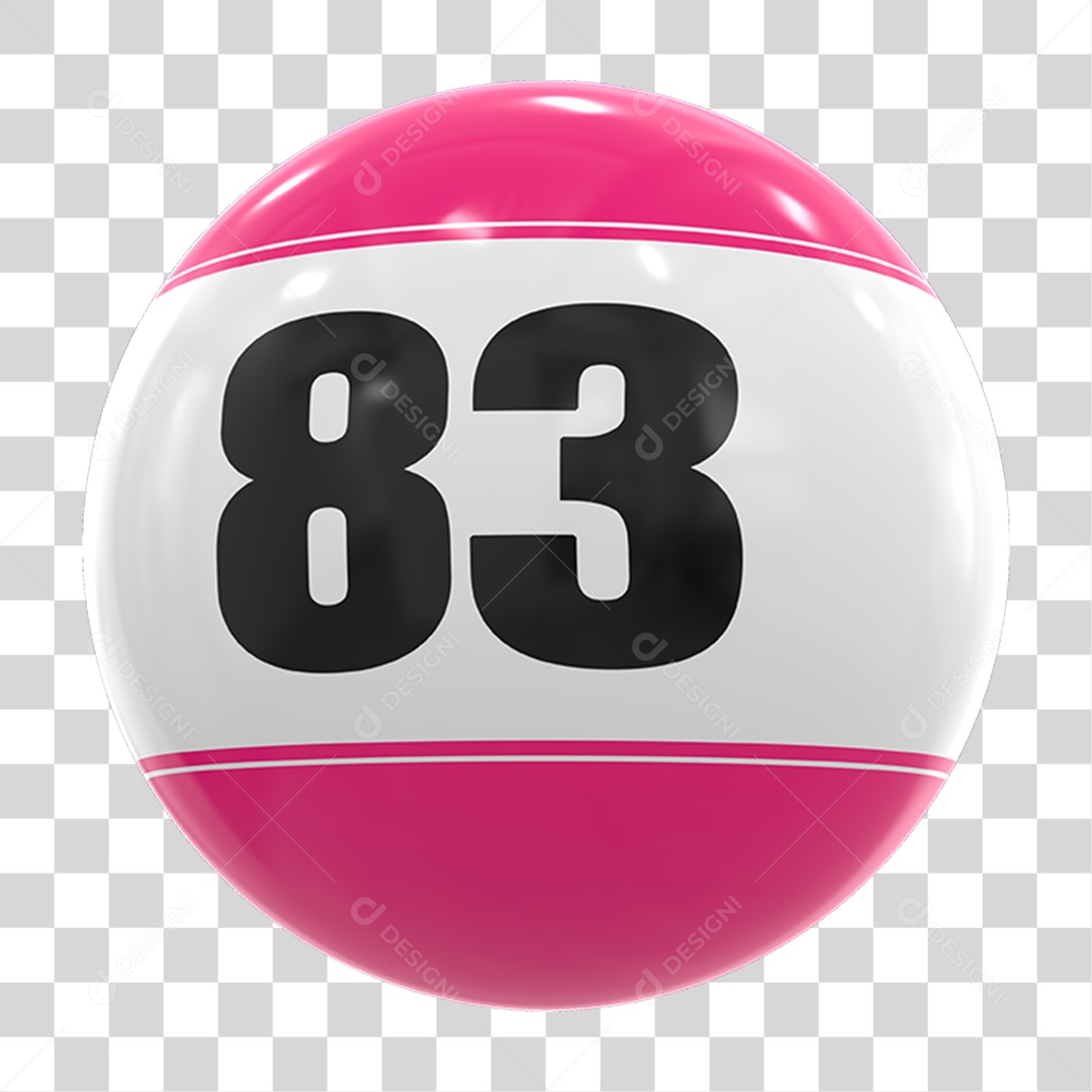 Bola de Bingo com Número 83 PNG Transparente