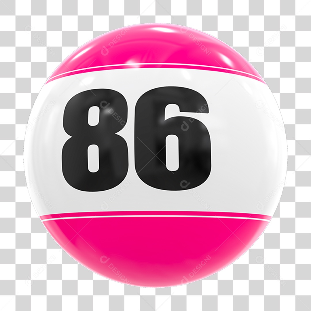 Bola de Bingo com Número 86 PNG Transparente