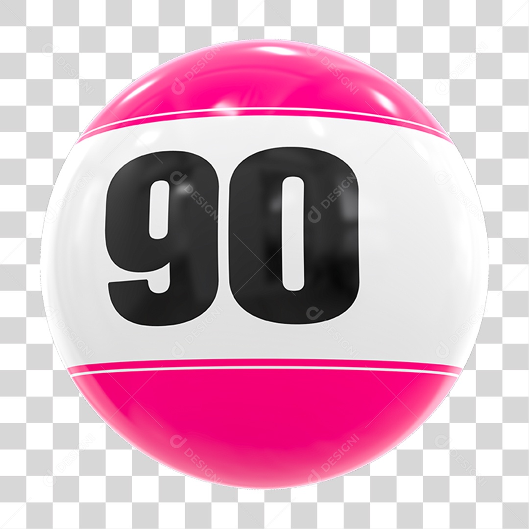 Bola de Bingo com Número 90 PNG Transparente