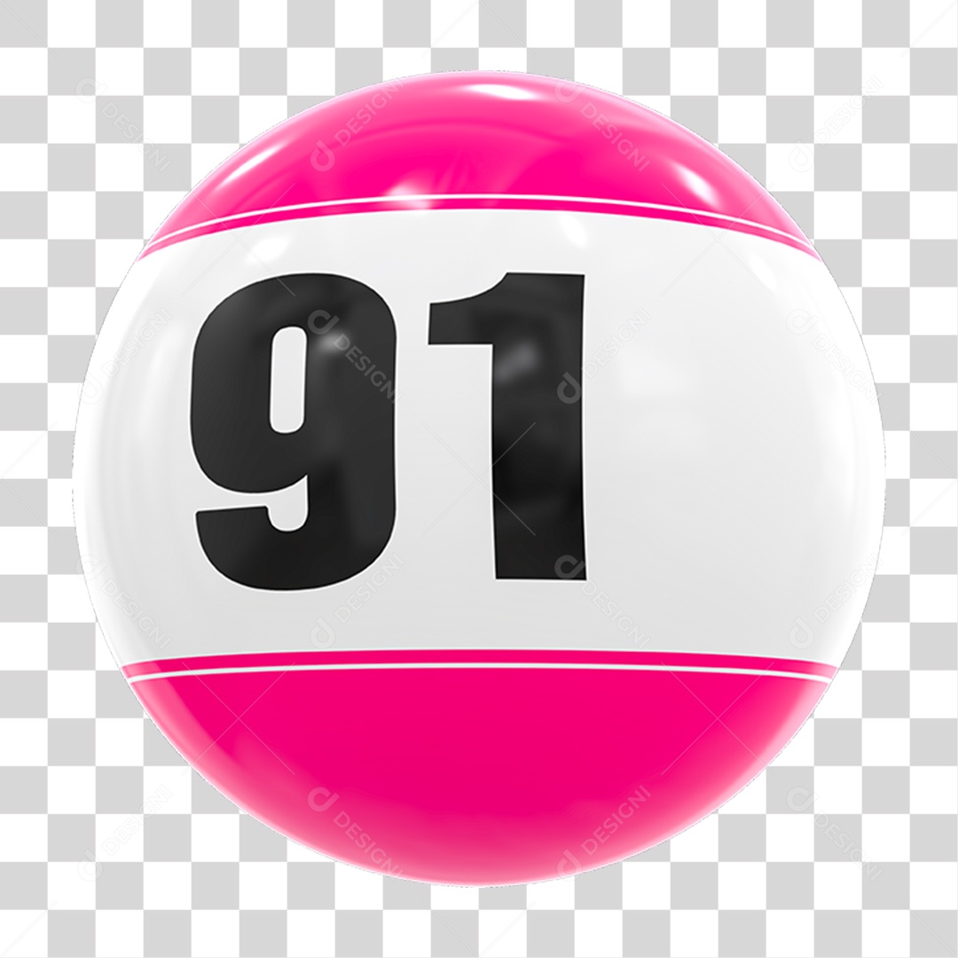 Bola de Bingo com Número 91 PNG Transparente