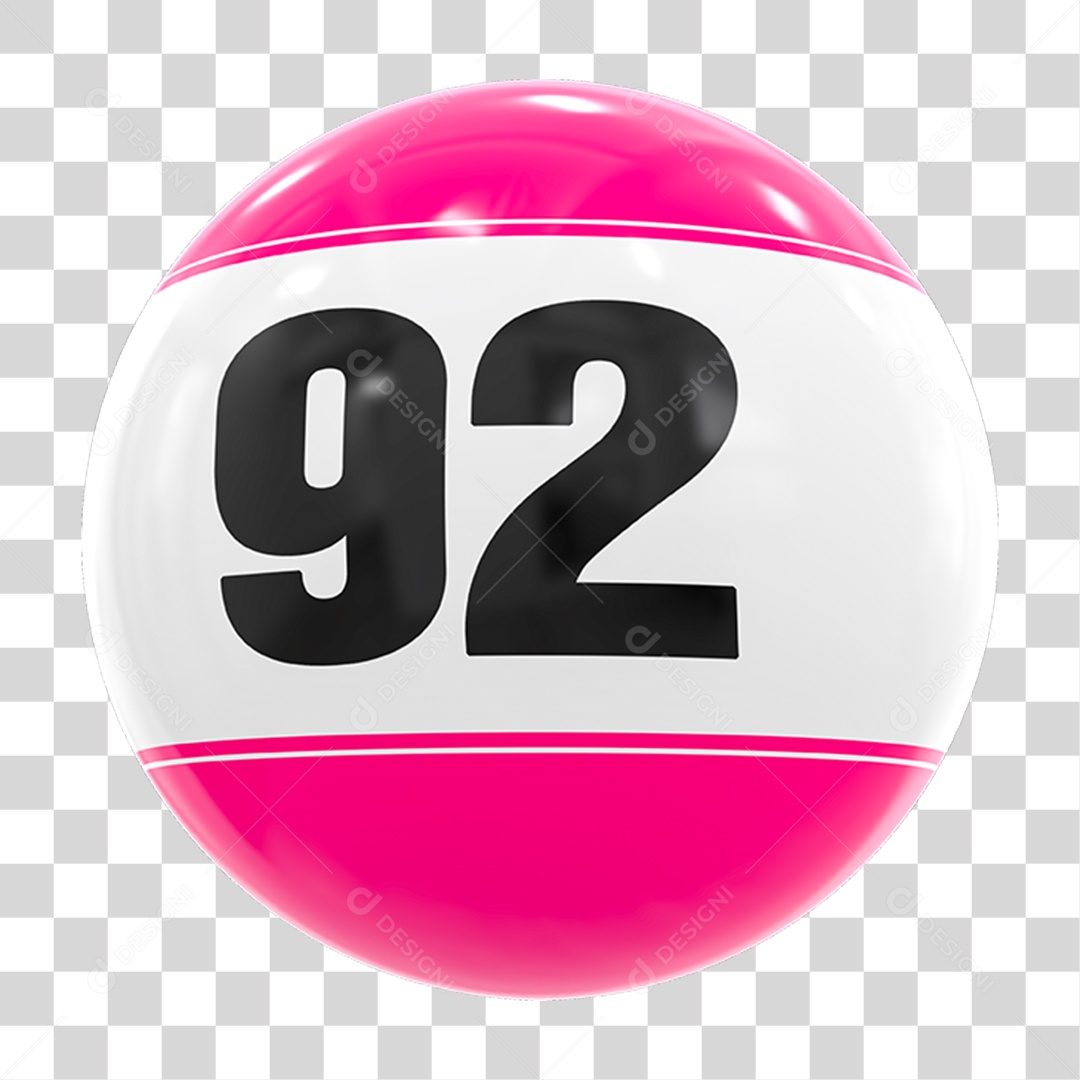 Bola de Bingo com Número 92 PNG Transparente