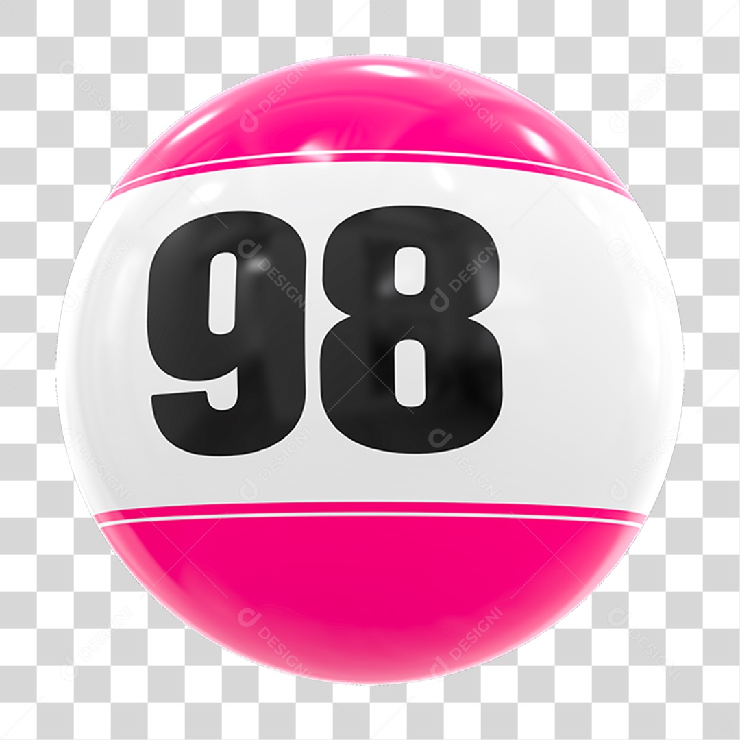 Bola de Bingo com Número 98 PNG Transparente