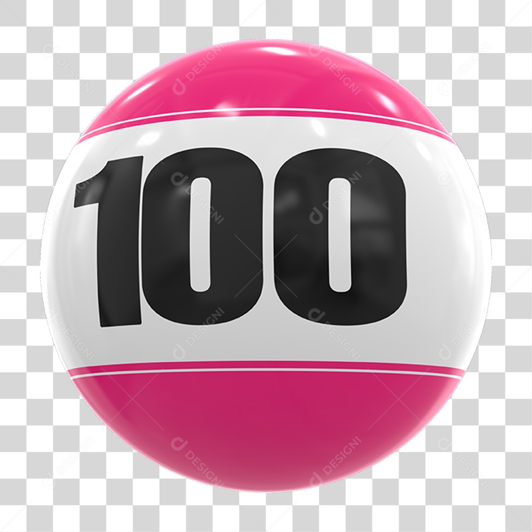 Bola de Bingo com Número 100 PNG Transparente