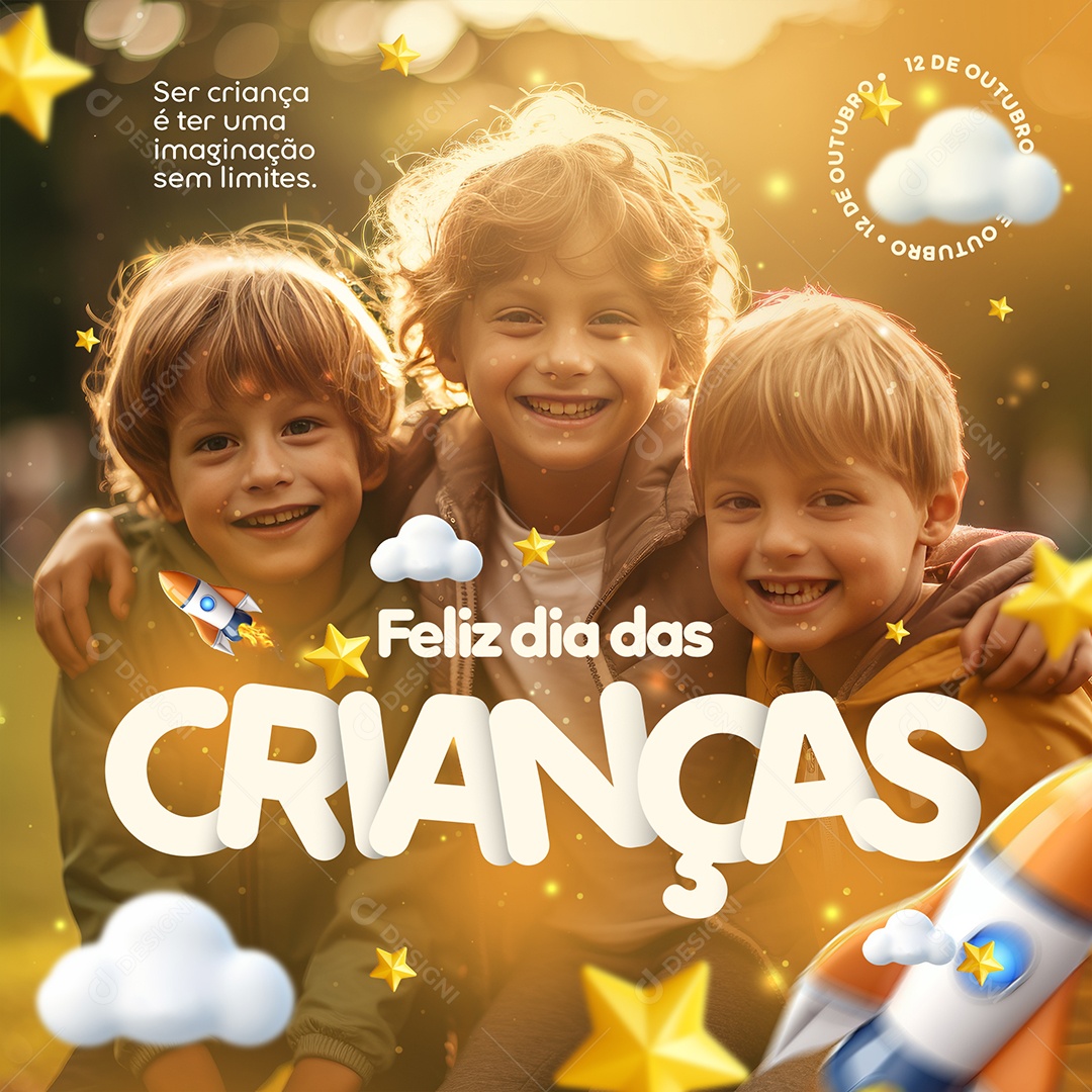 Dia das Crianças 12 de Outubro uma Imaginação sem Limites Social Media PSD Editável