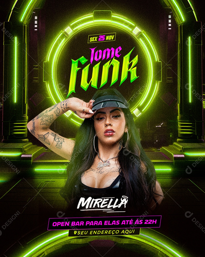 Flyer Feed Tome Funk Mirella Social Media PSD Editável