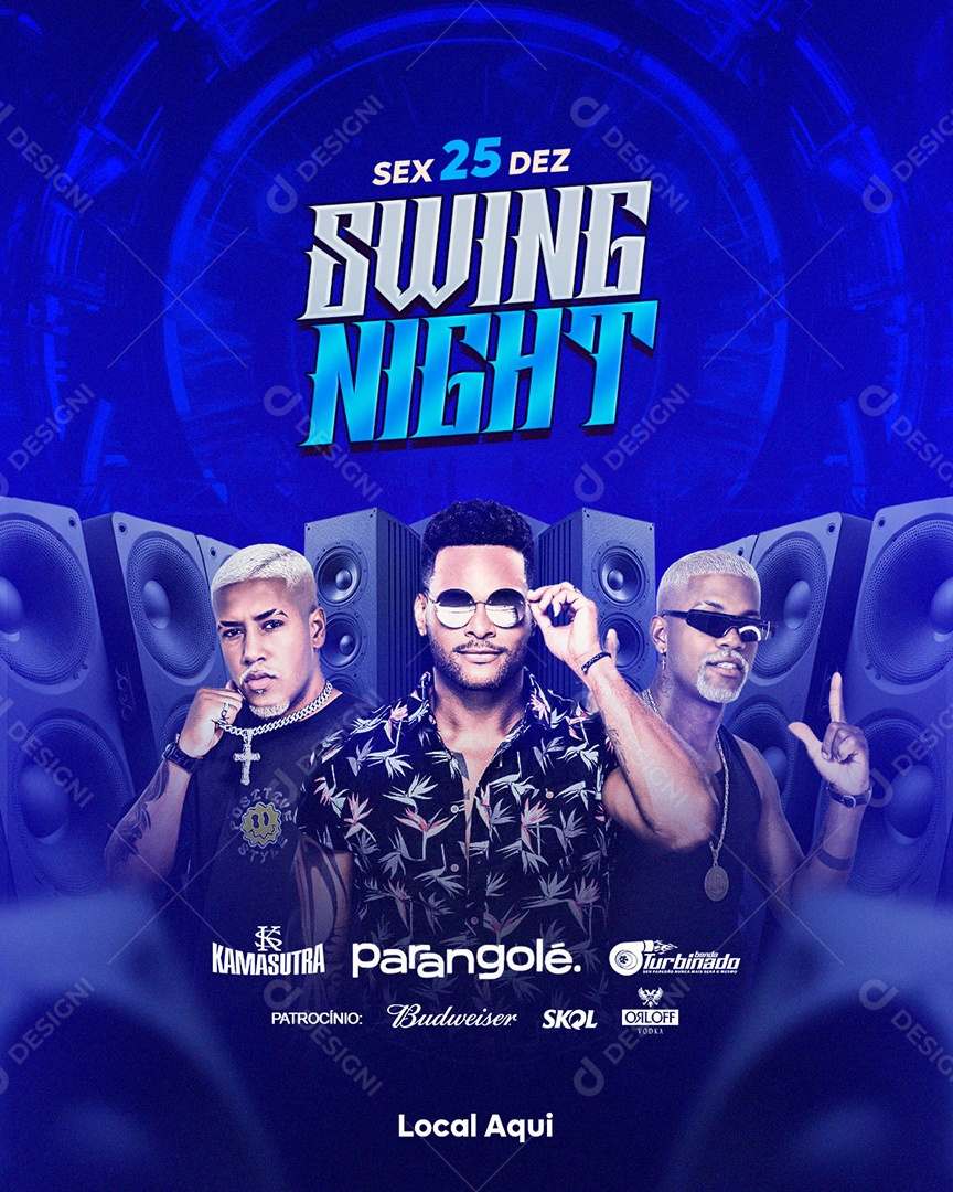 Social Media Flyer Feed Swing Night PSD Editável