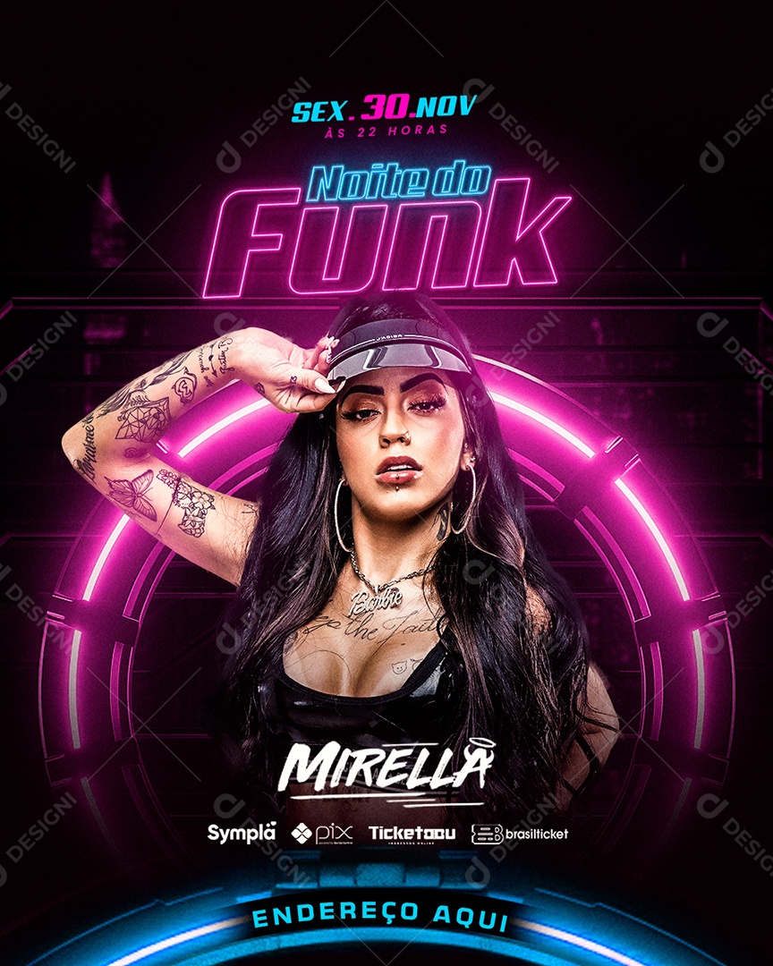 Social Media Flyer Feed Noite Do Funk Mirella PSD Editável