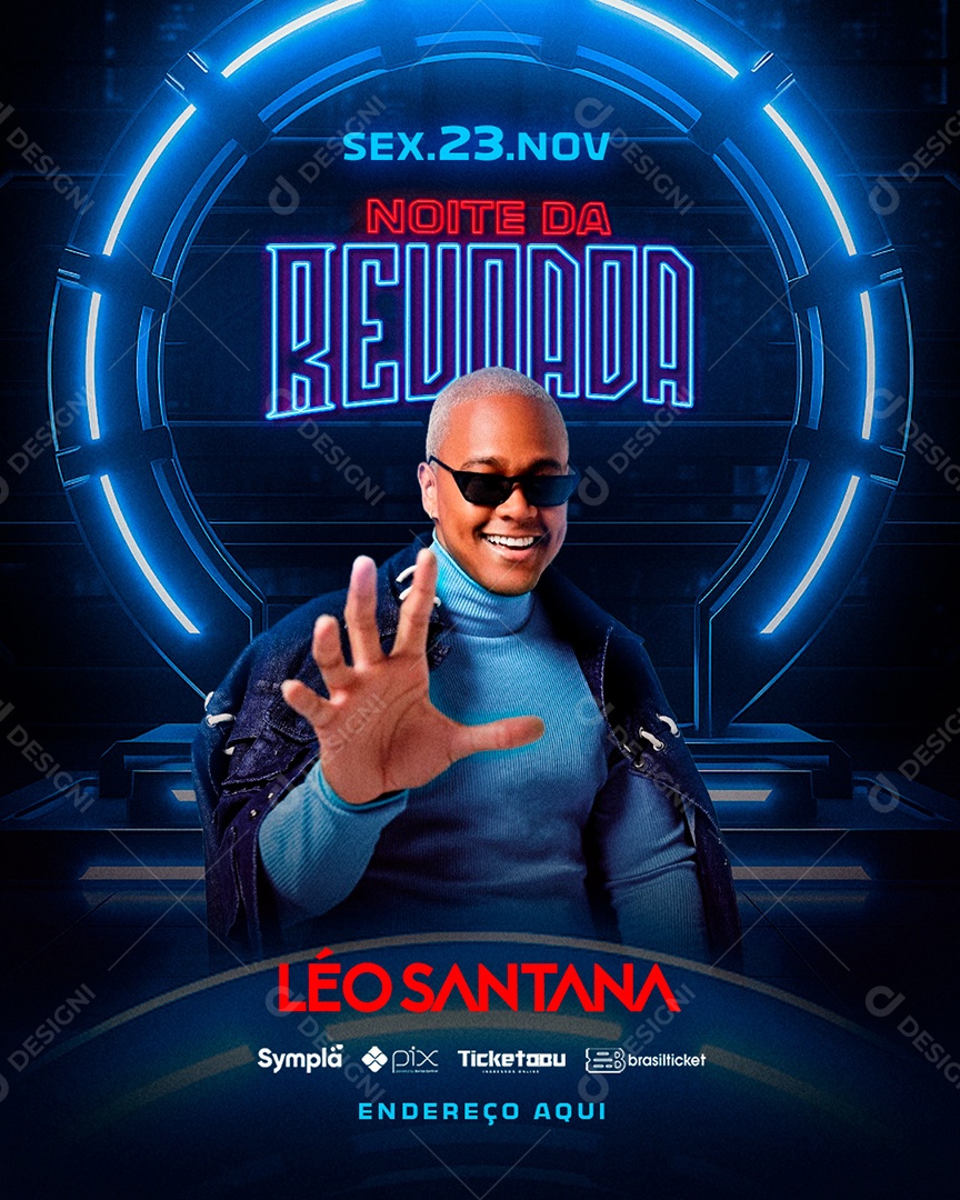 Flyer Feed Noite Da Revoada Léo Santana Social Media PSD Editável