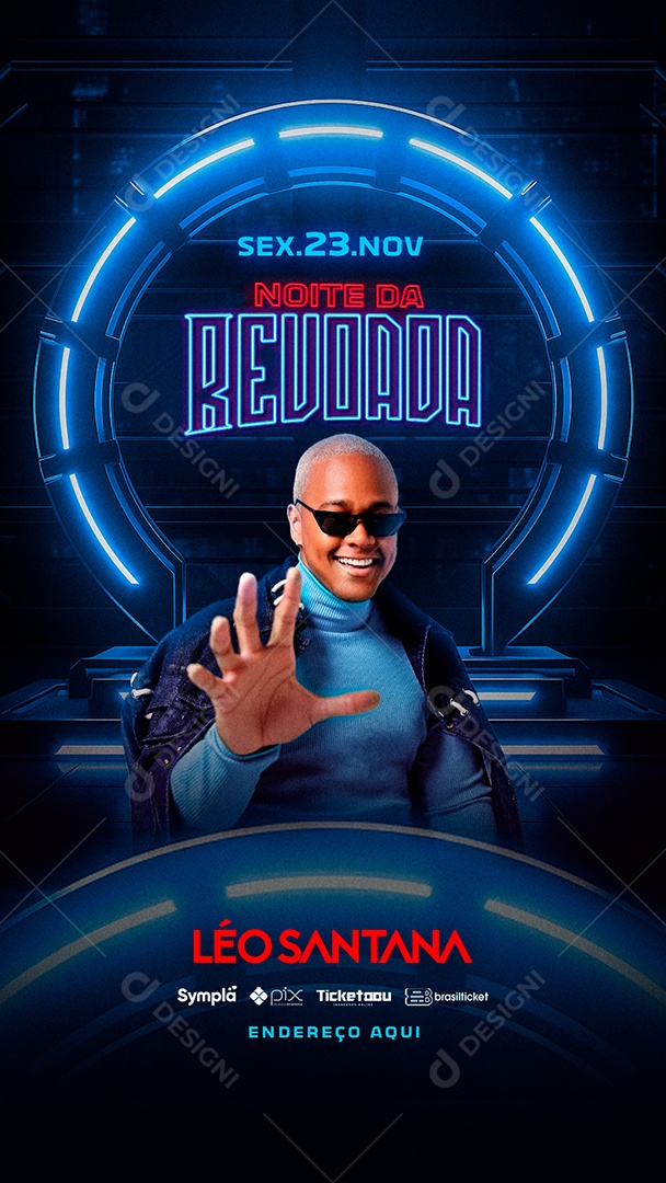 Social Media Flyer Story Noite Da Revoada Léo Santana PSD Editável