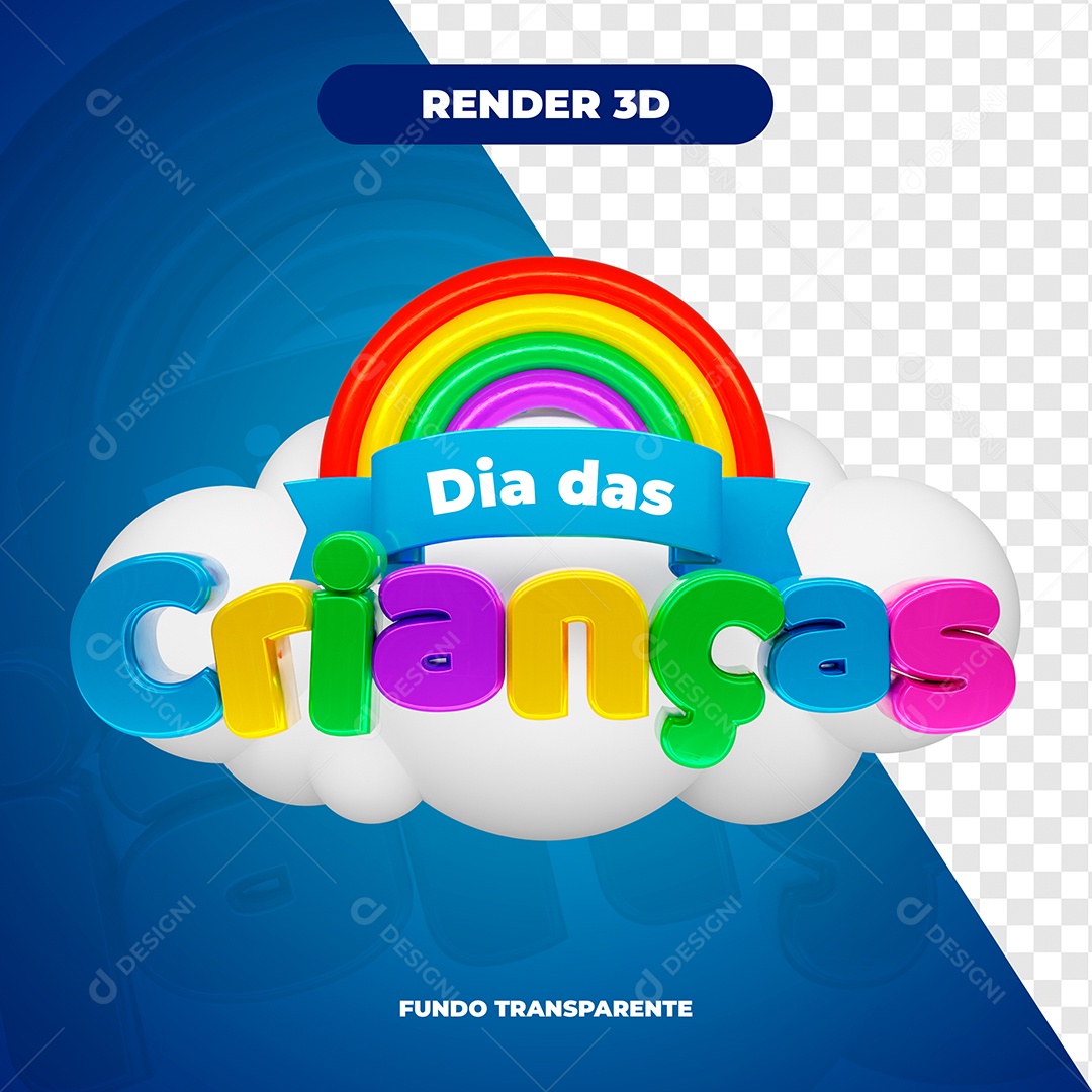 Dia das Crianças 12 de Outubro Elemento 3D para Composição PSD