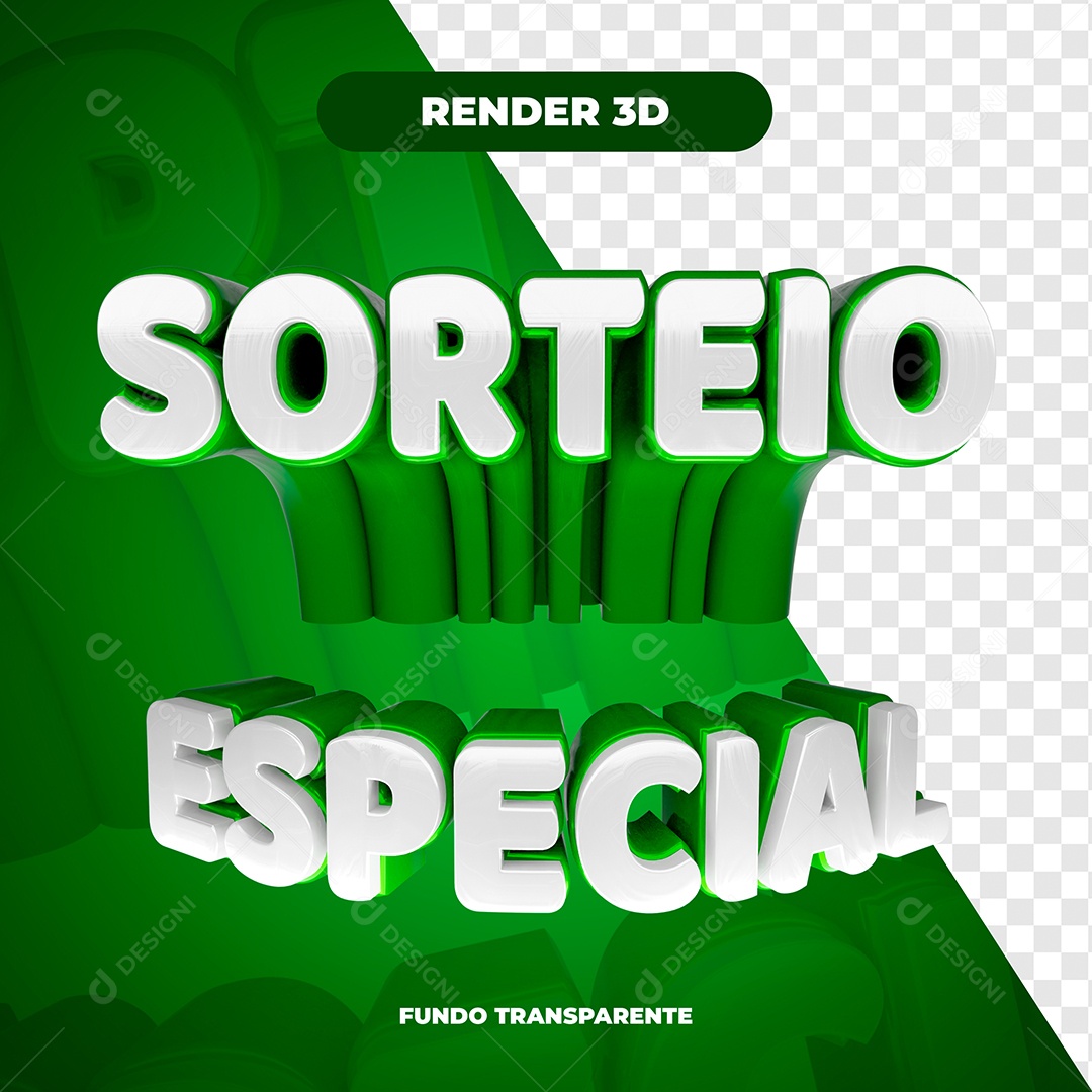 Sorteio Especial Elemento 3D Verde Branco para Composição PSD