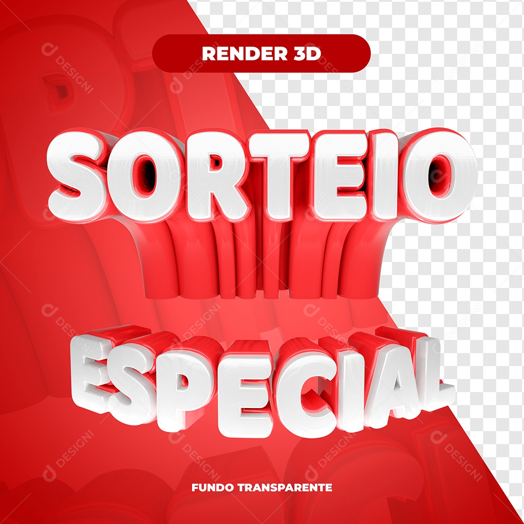 Sorteio Especial Elemento 3D Branco Vermelho para Composição PSD