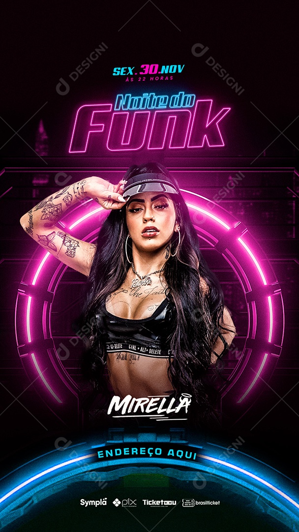 Flyer Story Noite Do Funk Mirella Social Media PSD Editável