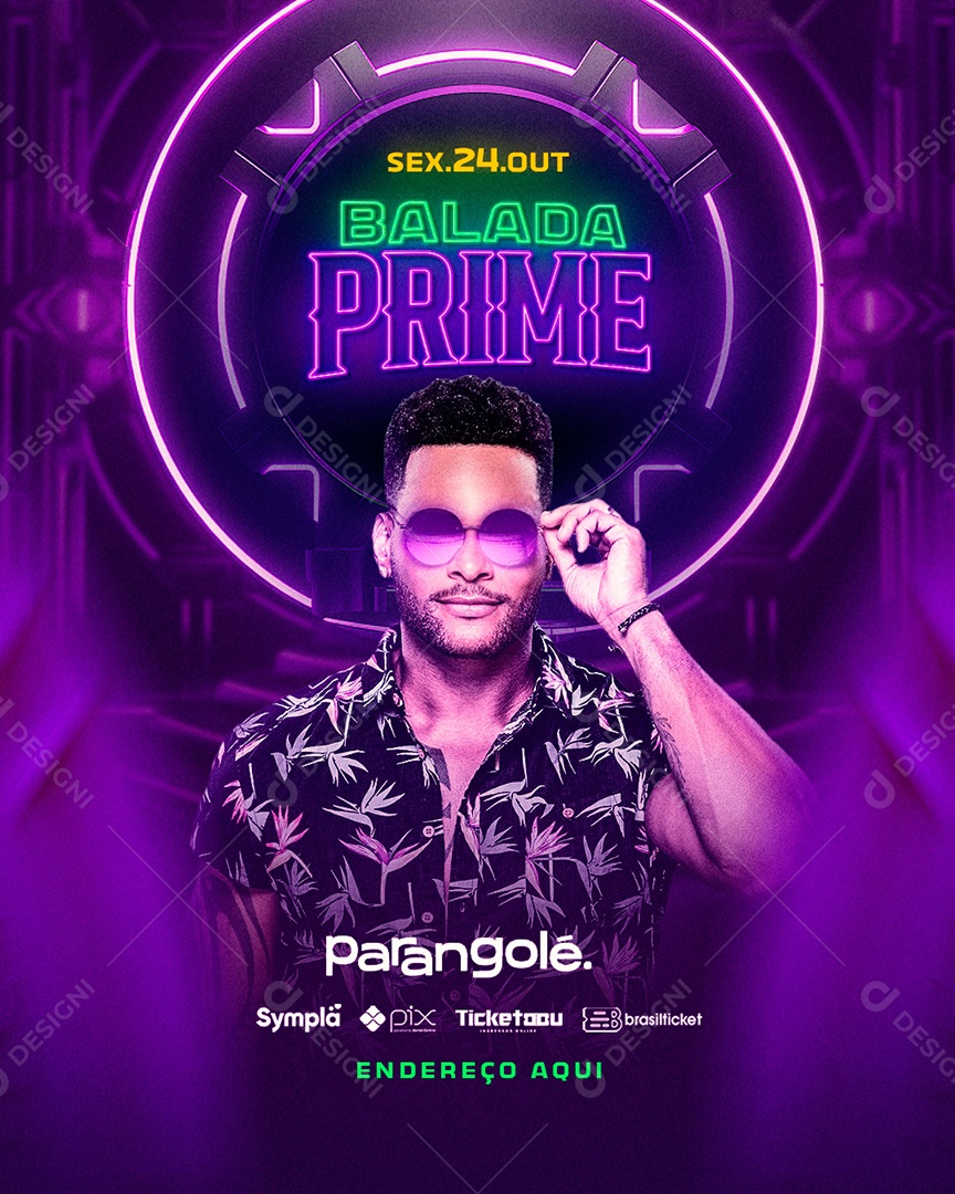 Social Media Flyer Feed Balada Prime Parangolé PSD Editável