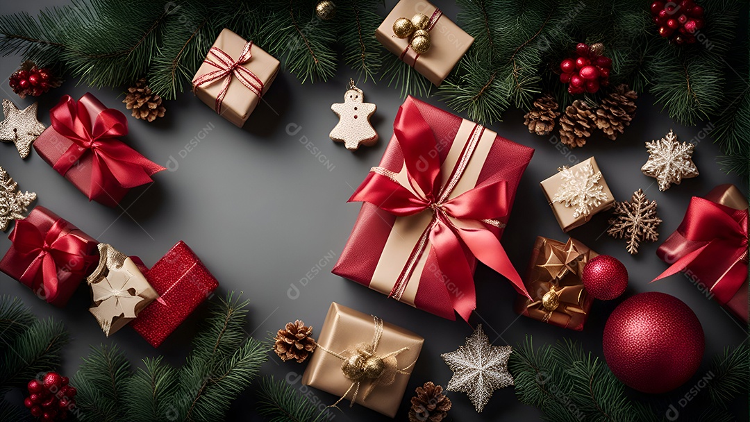 Decoração de Natal com vela e bugiganga em fundo de luzes bokeh