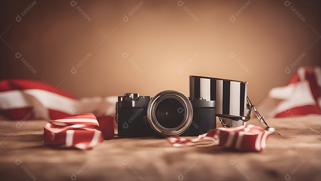 Câmera fotográfica sobre fundo isolado