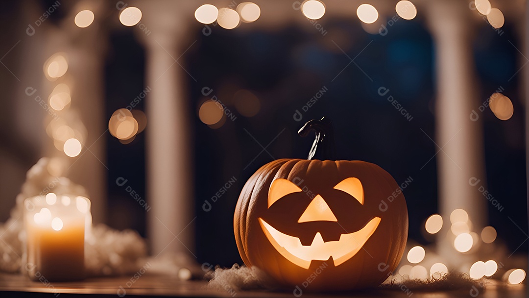 Abóboras de Halloween em fundo de madeira. Feriado.
