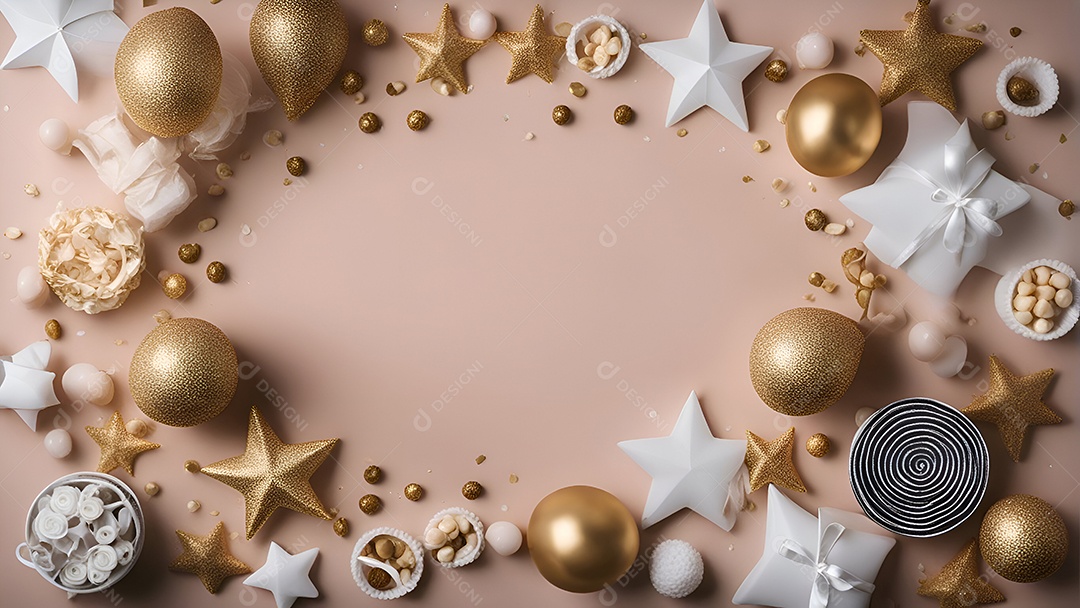 Decoração de Natal em fundo de madeira. Fundo festivo com luzes bokeh.