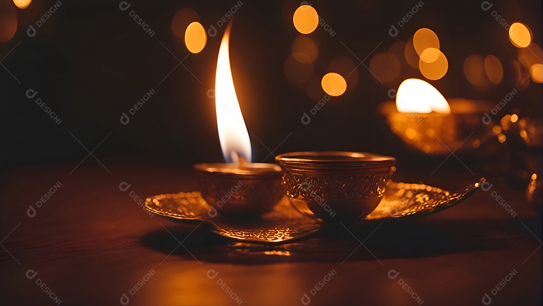 Queimando velas de cera no festival de Diwali