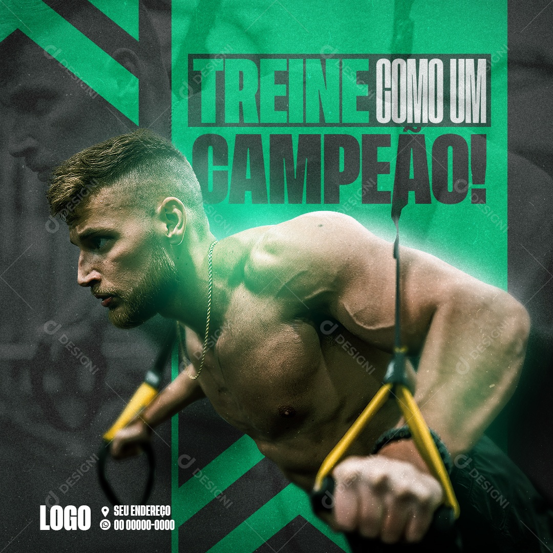 Academia Superar Limites Treine como um Campeão Social Media  PSD Editável