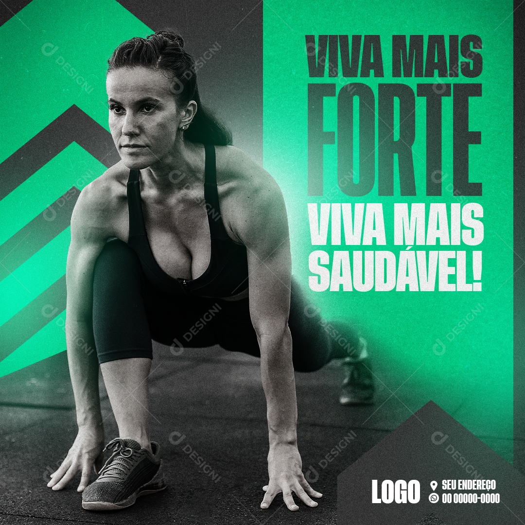 Academia Viva mais Forte e Saudável Social Media PSD Editável