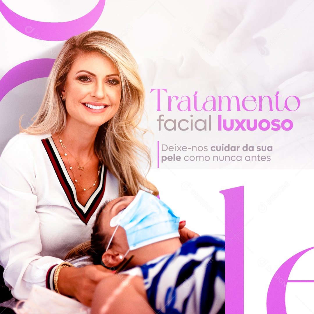Estética Tratamento Facial Luxuoso Deixe-nos Cuidar da sua Pele como Nunca antes Social Media PSD Editável
