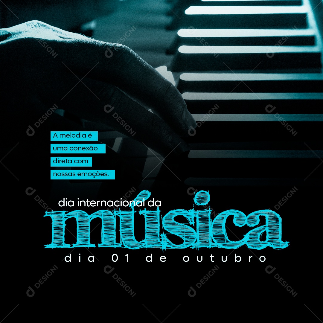 Dia Internacional da Música 01 de Outubro a Melodia é uma Conexão Direta como nossas Emoções Social Media PSD Editável