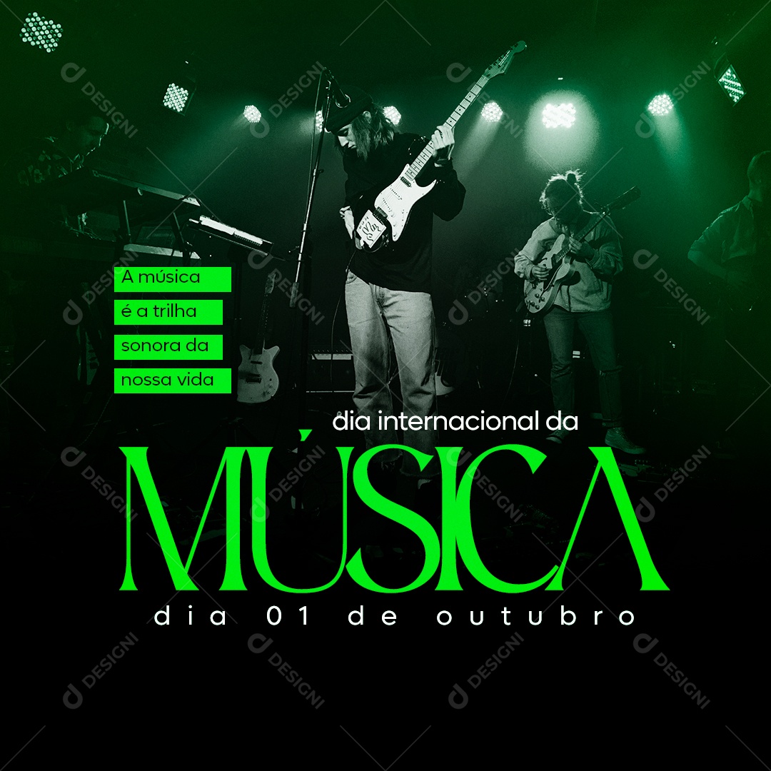 Dia Internacional da Música 01 de Outubro é a Trilha Sonora da nossa Vida Social Media PSD Editável