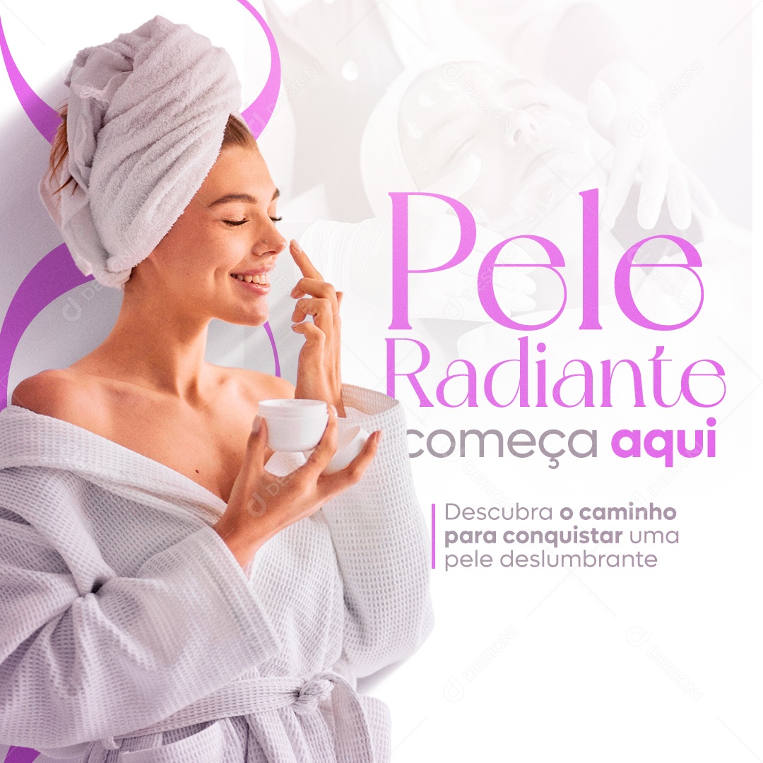 Estética Pele Radiante Começa Aqui Social Media PSD Editável