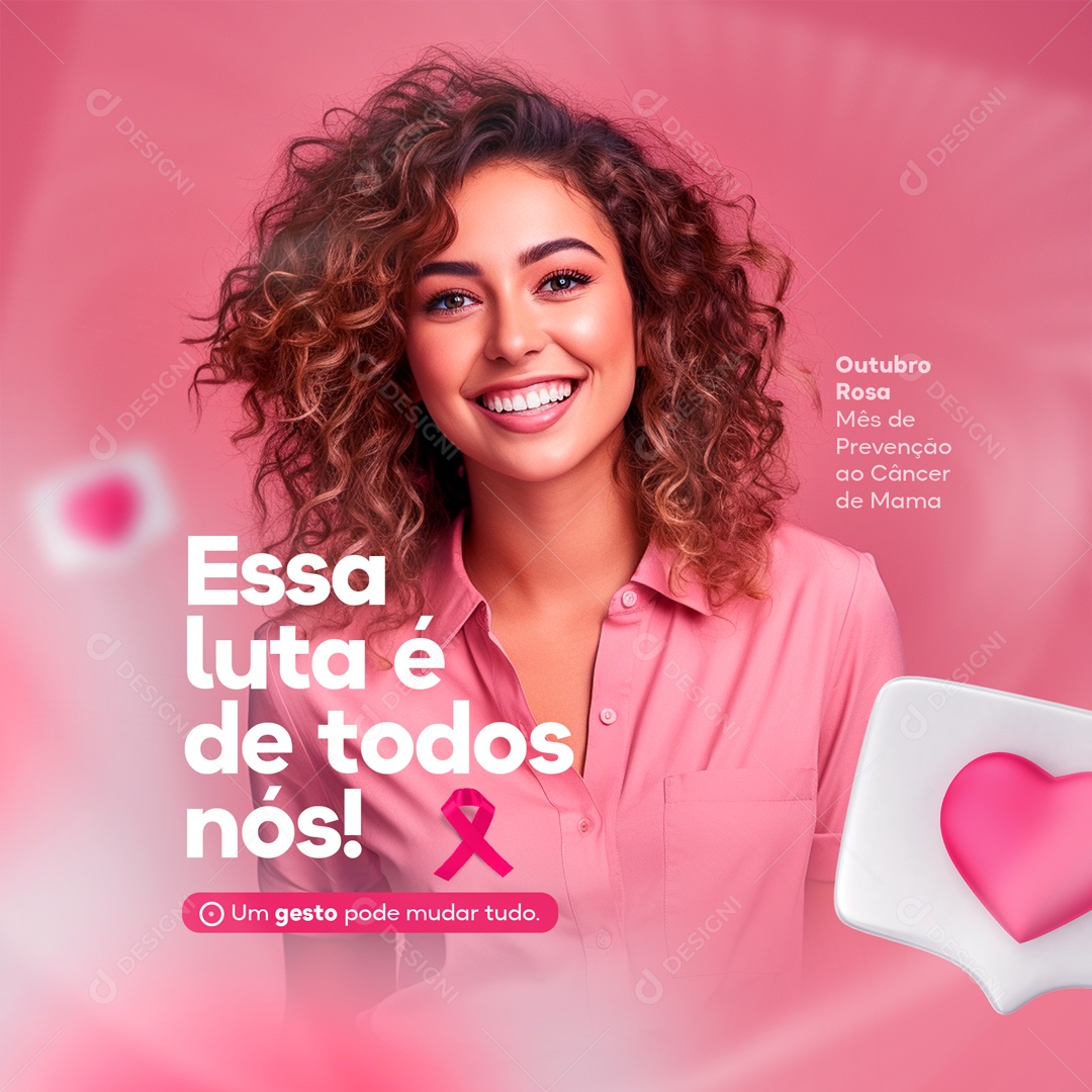 Outubro Rosa Prevenção ao Câncer De Mama Social Media PSD Editável