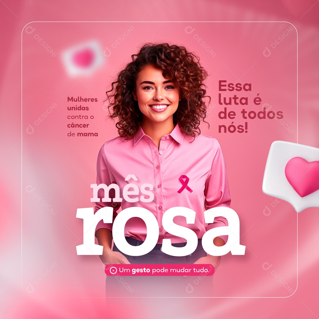 Social Media Outubro Rosa Mulheres Unidas PSD Editável
