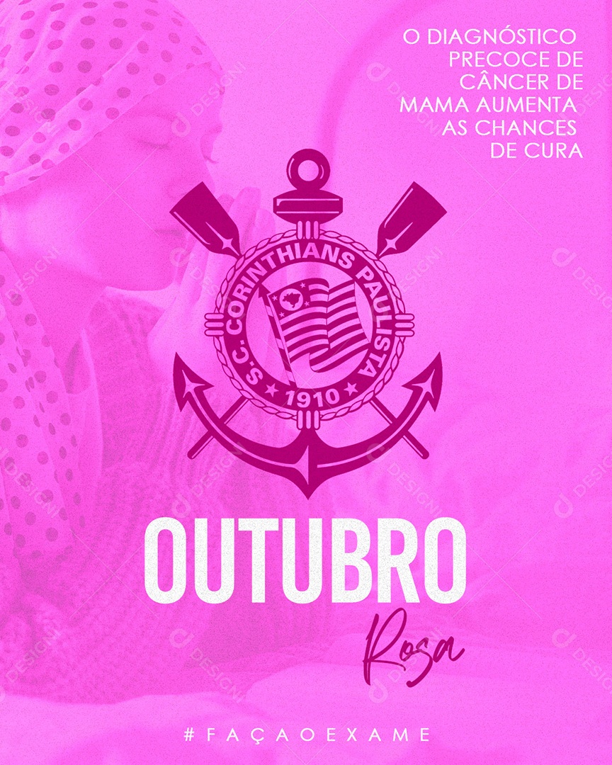 Social Media Flyer Futebol Corinthians Outubro Rosa PSD Editável