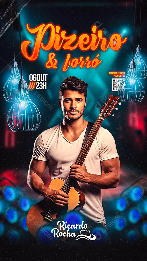 Story Flyer Pizeiro & Forró Ricardo Rocha Social Media PSD Editável