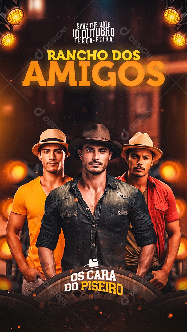 Story Flyer Os Cara Do Piseiro Rancho Dos Amigos Social Media PSD Editável