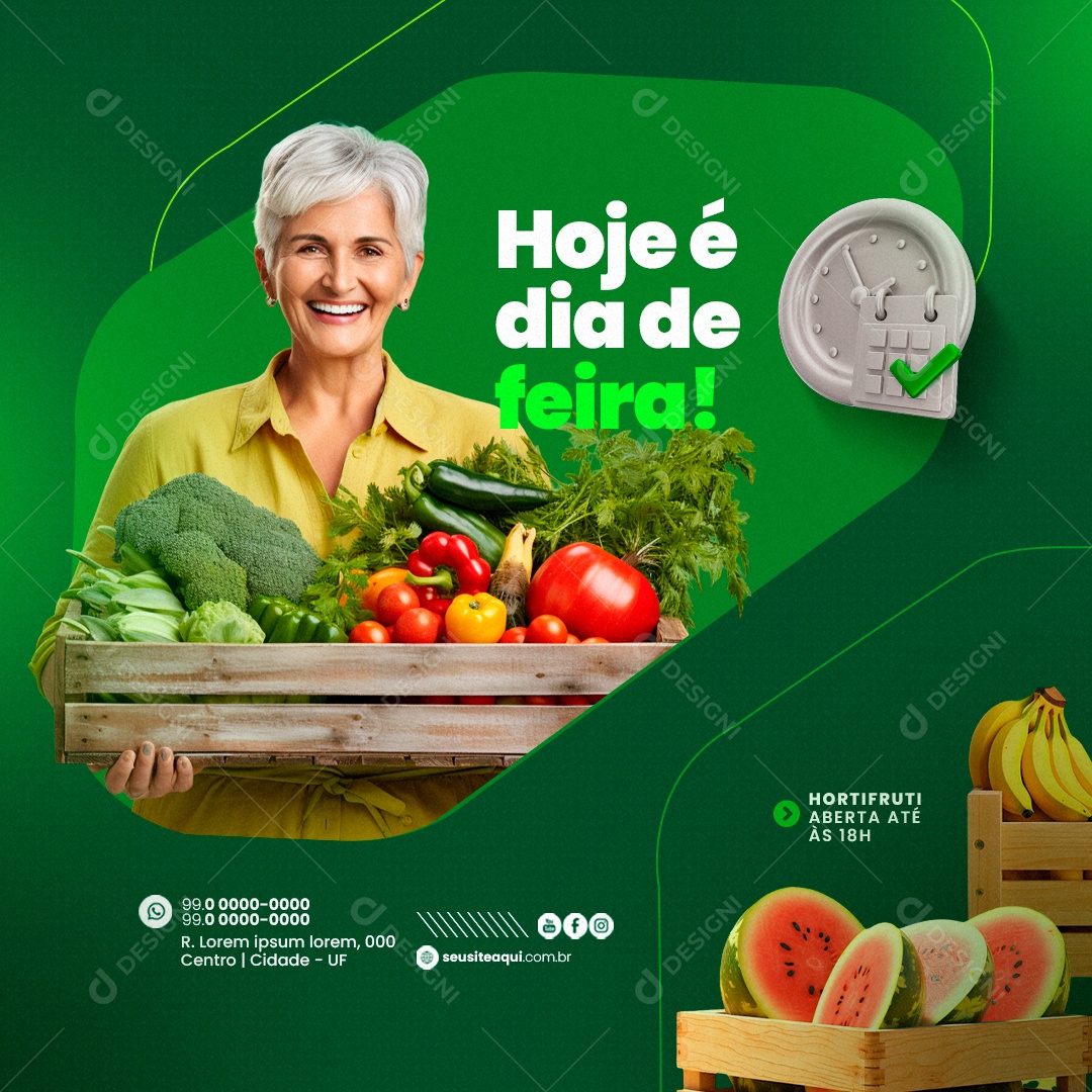 Hortifruti Hoje é Dia de Feira Social Media PSD Editável